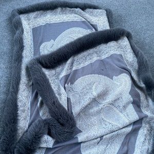 Handmade Real Fur Trim Scarf